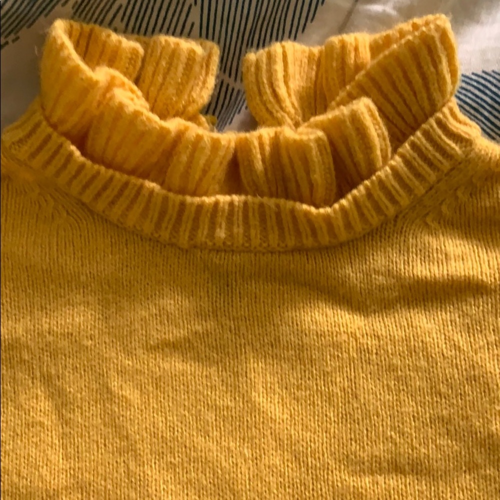 Jcrew Ruffle Neck Yellow Sweater - Picture 3 of 5